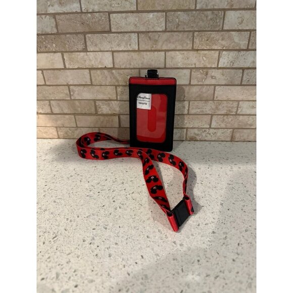 Disney Loungefly Mickey Mouse Club Ears Hats ID Badge/Cardholder & Lanyard - Picture 2 of 2